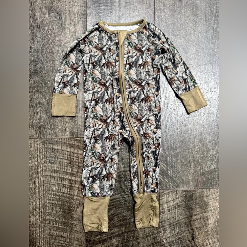 Bamboo Camo Print Zipper Sleeper 6-12